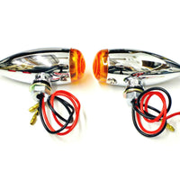 Chrome Slimline Bullet Light Set marker Amber/Red motorcycle turn signal * !