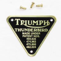 Triumph Thunderbird patent plate brass with rivet 6T