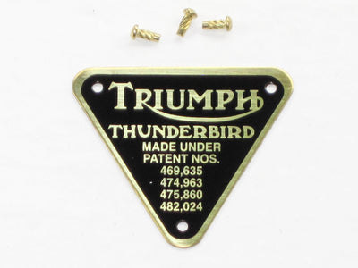 Triumph Thunderbird patent plate brass with rivet 6T