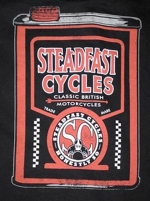 Steadfast Cycles Mens Small shirt oil can Vintage English Cafe Racer motorcycle
