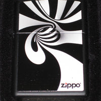 Zippo cigarette lighter Black White Spiral Falling into Op Art Artsy Black Hole