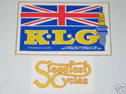 K.L.G. spark plug vinyl decal union jack UK England NOS