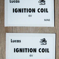 Lucas Ignition Coil 6v Black and White Decal Decals Peel and Stick Lion