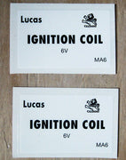 Lucas Ignition Coil 6v Black and White Decal Decals Peel and Stick Lion