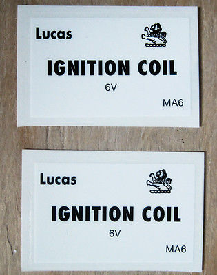 Lucas Ignition Coil 6v Black and White Decal Decals Peel and Stick Lion