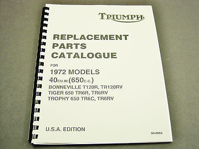 Triumph T120R TR6R TR6C Replacement Parts Catalogue manual book 1972 650 99-0953