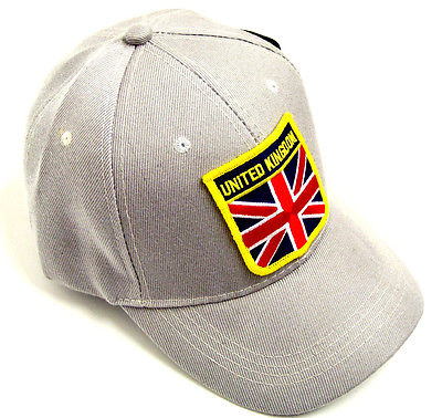 Union Jack Emblem Hat baseball cap motorcycle patch grey ballcap United Kingdom