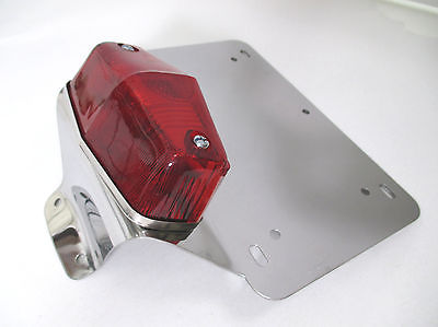 3/4 Inch Side Mount Brake Light & License Plate Bracket For Harley Chopper Bobber - Black Aluminum