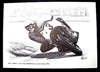 Paul Smart drawing art T150 Triumph Trident Crystal Palace 1970 John Hancox