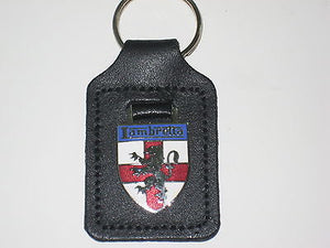 LAMBRETTA key fob leather chain ring chrome badge made in England