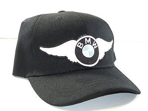 White BMW Wing Hat baseball cap vintage motorcycle patch black ballcap