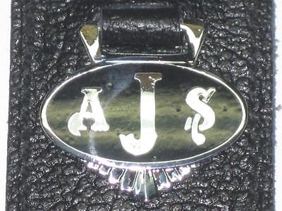AJS key ring fob chain motorcycle black badge UK Made leather holder