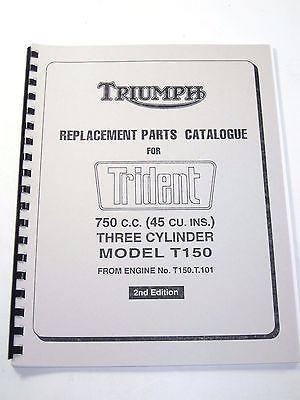 Triumph Trident Model T150 Replacement Parts Catalog book 1968 & 1969 99-0866