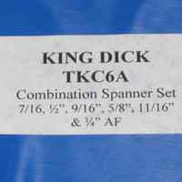 King Dick AF 6 piece wrench set SAE combination wrenches tools Across the Flats