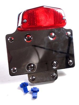 Chrome & Red LED Lucas-Style Taillight With Mount Bracket – 12V, For Cafe Racer & Bobber