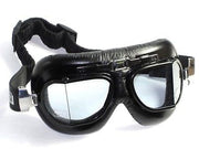 motorcycle goggles split Anti-Fog lens UK style ROADHAWK black leather goggle