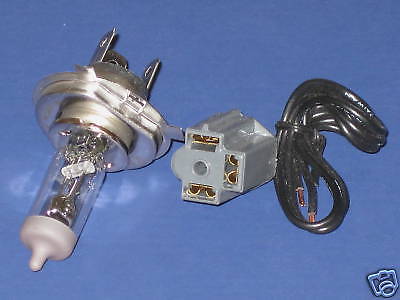 H4 Halogen bulb 12v 60/55w with 3 terminal socket plug motorcycle 12 volt