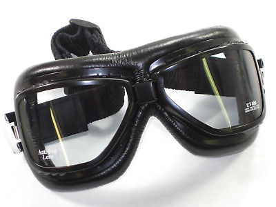 Roadhawk Goggles black motorcycle classic style goggle set tinted non scratch