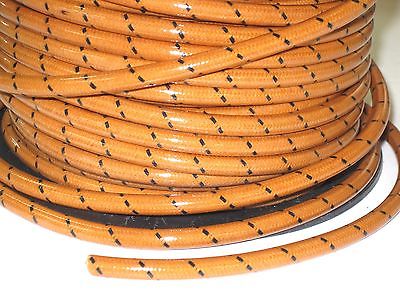 Orange woven cotton covered Spark Plug Wire 7mm stranded copper Core By The Foot