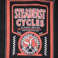 Steadfast Cycles Large shirt oil can Vintage English Cafe Racer motorcycle NEW