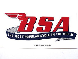 BSA large Decal The most popular cycle in the world