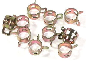 Fuel line clip set of 10 for 3/16" fuel line motorcycle carb tubing spring clips