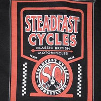 Steadfast Cycles Mens Medium shirt oil can Vintage English Cafe Racer motorcycle