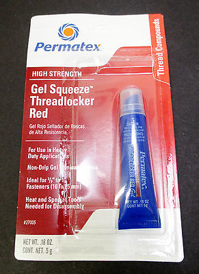 Threadlocker Red .18oz Permatex 27005 High Strength gel squeeze