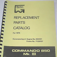 Norton parts book MKIII 1975 850 electric start replacement spares catalog