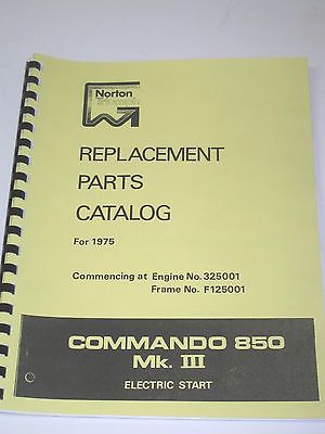 Norton parts book MKIII 1975 850 electric start replacement spares catalog