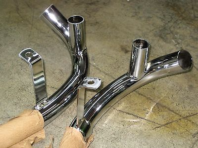 BSA exhaust pipes w crossover spigots 1971 1972 A65 A50 71-2043 71-2045