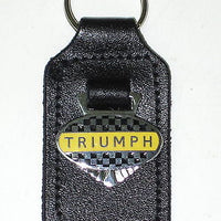 Triumph Checkered key fob chain ring chrome badge made in England