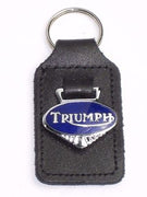 Triumph blue chrome key fob chain ring chrome badge made in England