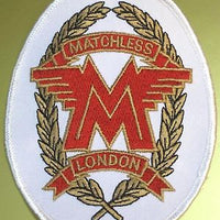 Matchless vintage British English Motorcycle embroidered patch white oval logo