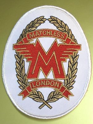 Matchless vintage British English Motorcycle embroidered patch white oval logo
