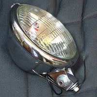 Headlight bucket & glass lens 5 3/4" motorcycle bottom mount chopper bobber 60W