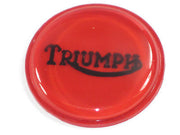 TRIUMPH logo gas tank top plug badge red and black 