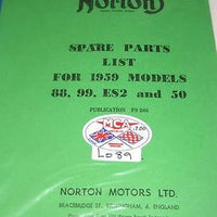 Norton parts book 1959 ES2 88 99 and 50 models spare part manual