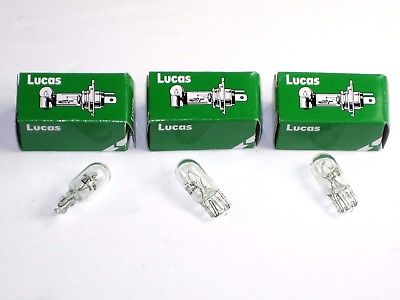 3 each 504 Wedge Bulb set 12V 3W W3W E2 Lucas # LLB504 Triumph Norton BSA bulbs