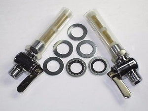 Fuel PETCOCK SET 1/4" BSP gas valve lever Triumph Norton BSA tap with locknut