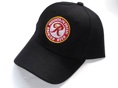 Mountain Fresh Rainier Beer Hat embroidered baseball cap black ballcap