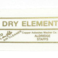 Dry Element vinyl decal Triumph Norton BSA air filter image