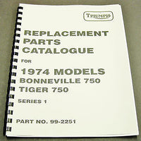 Triumph T140V TR7RV Replacement Parts Catalogue se1 manual book 1974 750 99-2251