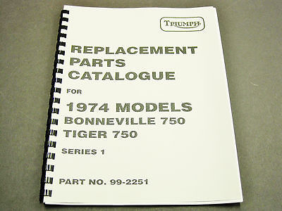 Triumph T140V TR7RV Replacement Parts Catalogue se1 manual book 1974 750 99-2251
