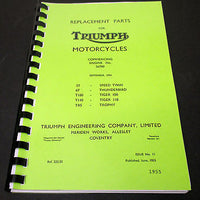 Replacement Parts Catalog manual mini book list spares 1955 Triumph 500 650