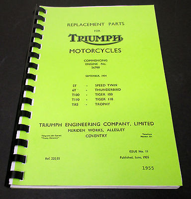 Replacement Parts Catalog manual mini book list spares 1955 Triumph 500 650