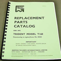 Triumph Trident Model T160 Replacement Parts Catalogue manual book 1975 00-5754