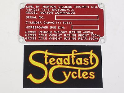 NORTON NOS OEM Registration badge Villiers Triumph LTD