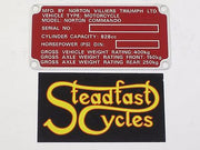 NORTON NOS OEM Registration badge Villiers Triumph LTD