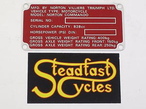 NORTON NOS OEM Registration badge Villiers Triumph LTD